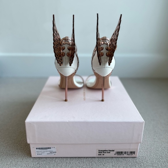 Sophia Webster Evangeline Sandal in White + Rose Gold 110mm, Size 35 EU/IT - Picture 3 of 6